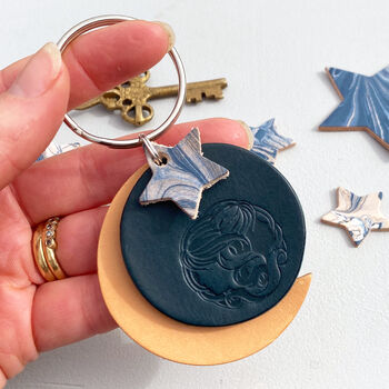 Personalised Gemini Star Sign Leather Keyring, 4 of 6