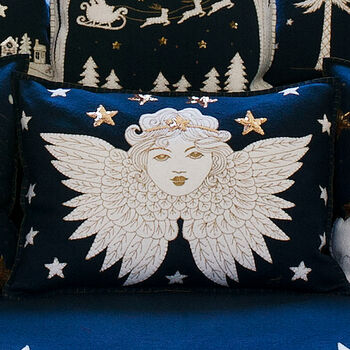 Hand Embroidered Christmas Angel Cushion, 3 of 4