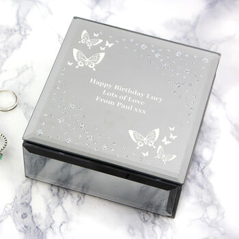 Personalised White Butterfly Diamante Glass Trinket Box, 7 of 8