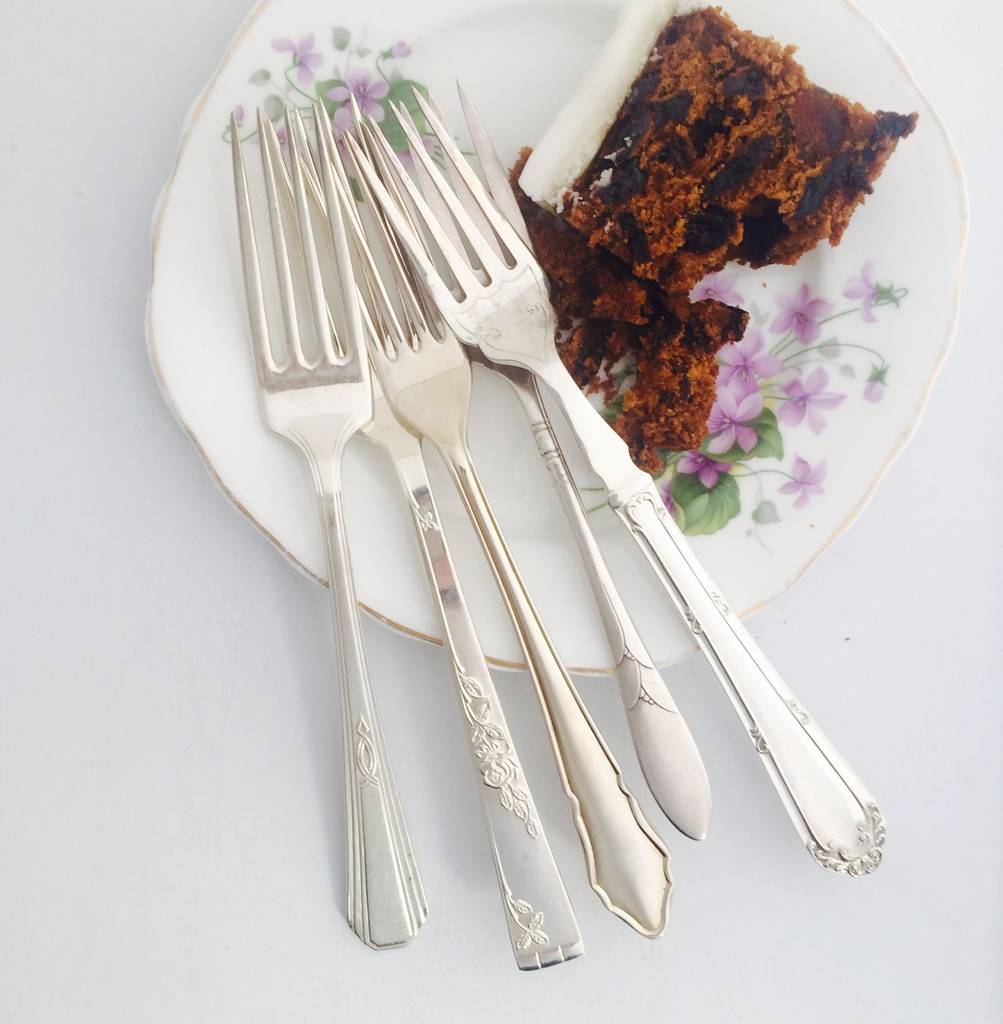 Pair Of Silverplated Personalised Wedding Cake Forks By Vintage Candy