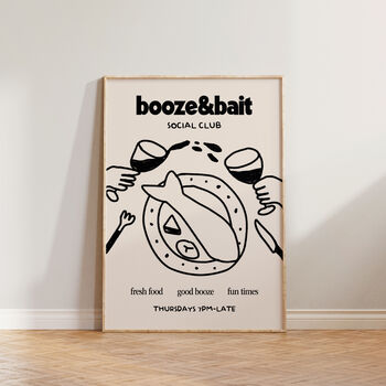 Booze And Bait Social Club Food Illustration Print, 2 of 10