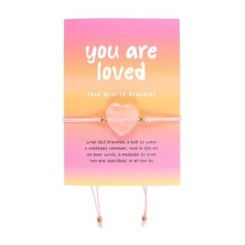 You Are Loved Rose Quartz Crystal Heart Bracelet, 2 of 4
