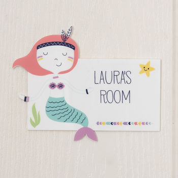Personalised Girl's Mermaid Bedroom Door Sign Plaque, 2 of 4