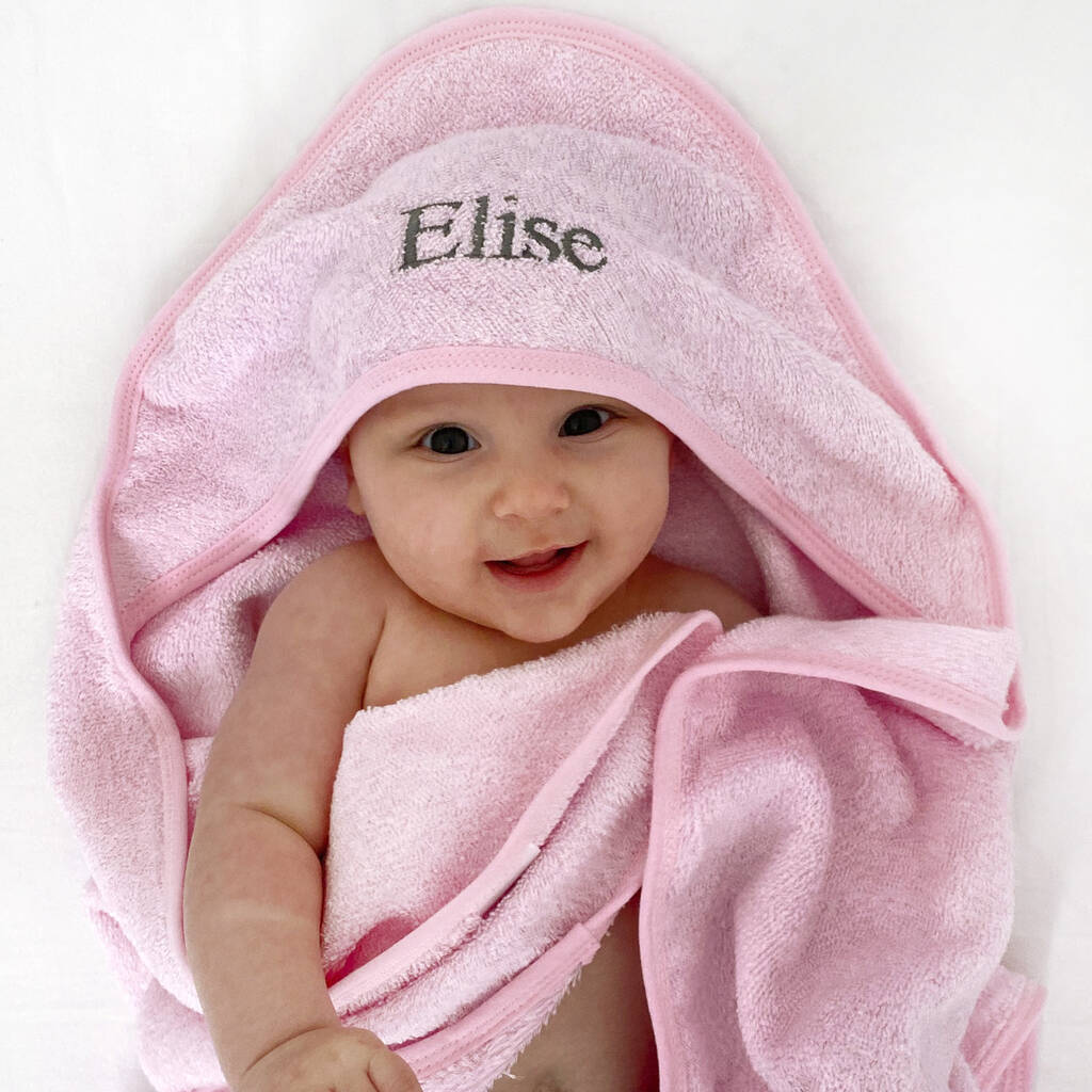Personalised Pink Hooded Baby Towel By A Type Of Design