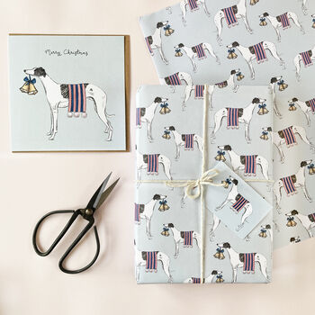Festive Whippets Christmas Wrapping Paper, 3 of 3
