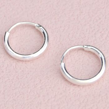 Simple Sterling Silver Sleeper Huggie Hoop Earrings, 4 of 6