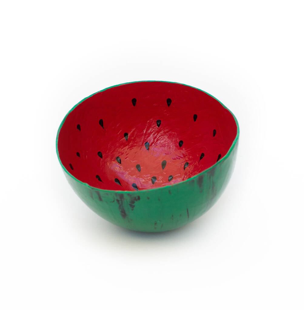 Hand Painted Watermelon Calabash Bowl, 1 of 4