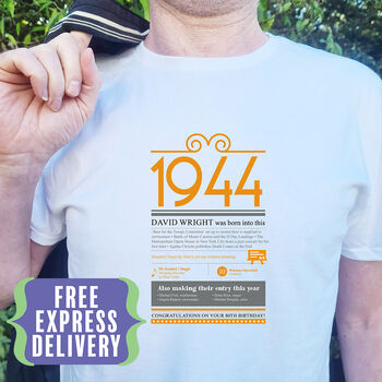 80th Birthday Gift T Shirt Of The Year 1944, 2 of 11