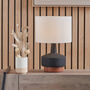 Black And Wood Effect Textured Ceramic Table Lamp, thumbnail 1 of 10