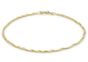 9ct Yellow Gold Diamond Cut Twist Curb Chain Bracelet, 4 of 6