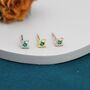Extra Tiny Dotted Cluster Emerald Green Cz Stud Earrings, thumbnail 2 of 12