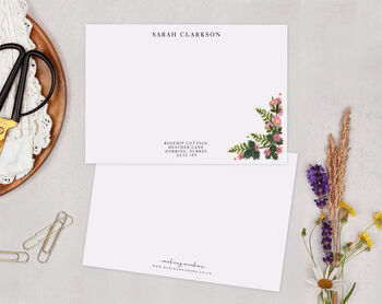 Pink Floral Personalised Address Note Cards A6 Notecard Set, 2 of 6