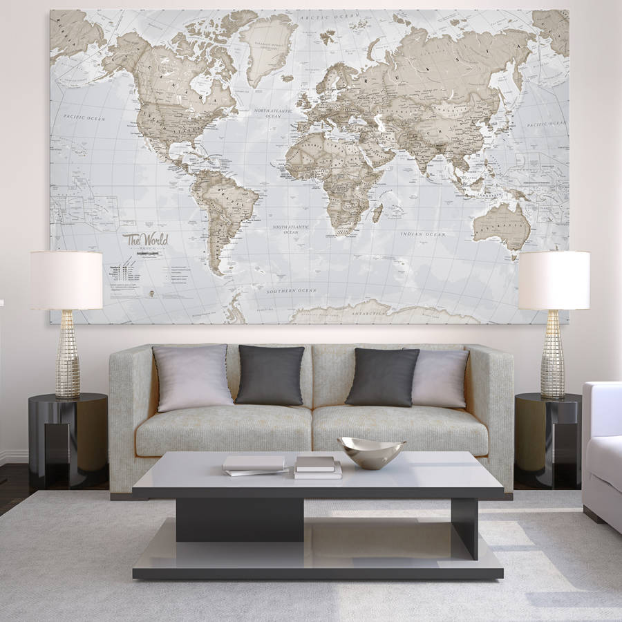 giant sized canvas world map by maps international