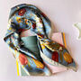 Blue Floral And Butterflies Silky Scarf, thumbnail 2 of 8