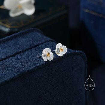 Poppy Flower Stud Earrings In Sterling Silver, 6 of 10