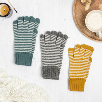 Stripe Angora Knit Gloves, 2 of 9