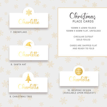 Personalised Christmas Gold Foiled Place Cards, 6 of 7