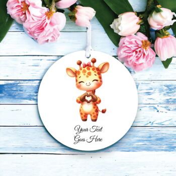 Personalised Cute Giraffe Love Heart Hand, 2 of 2