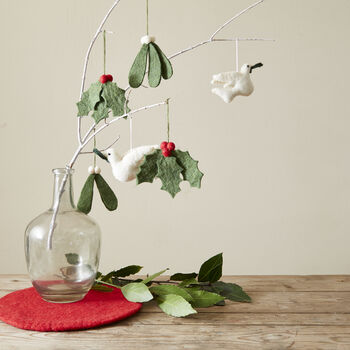 Fair Trade 100% Wool Felt Eco Holly Christmas Decor, 2 of 7