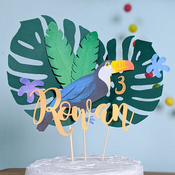 3D Jungle Theme Toucan Custom Cake Topper, 2 of 4