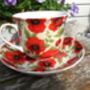Large Cup And Saucer In Vibrant Red Poppy Design, thumbnail 5 of 8