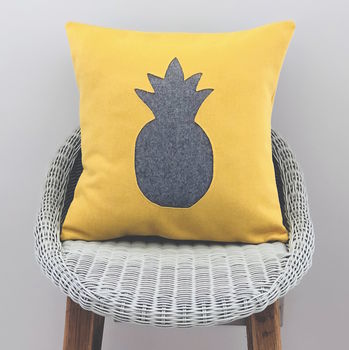 Vibrant Handmade Wool Cushion With Pineapple, 3 of 9