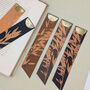 Personalised Bamboo Print Leather And Brass Bookmark, thumbnail 2 of 7