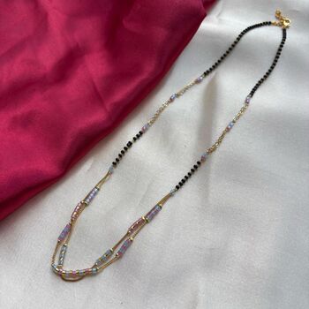 Two Layer Gold Beaded Indian Traditional Mangalsutra Necklace, 6 of 9
