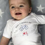 Personalised First Father's Day Cycling Baby Grow, thumbnail 1 of 3