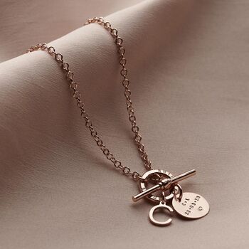 Personalised T Bar Letter Charm Necklace, 4 of 9
