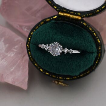 Vintage Inspired Cz Diamond Ring In Sterling Silver, 4 of 11