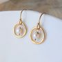 Pearl Rolled Gold Circle Earrings, thumbnail 1 of 6