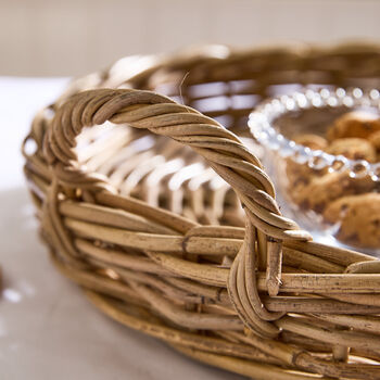 Kaduna Round Rattan Tray With Handles, 3 of 5