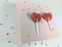 Heart Lollipop Earrings Acrylic Sterling Silver Hoops, thumbnail 2 of 10