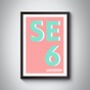 Se6 Catford, London Postcode Typography Print, thumbnail 5 of 5