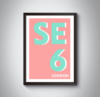 Se6 Catford, London Postcode Typography Print, 5 of 5