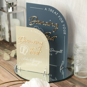 Dancing Feet Flip Flop Wedding Arch Acrylic Sign, 2 of 9