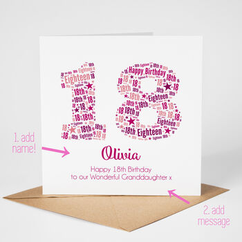 Pink Star Personalised 18th Birthday Card, 2 of 4