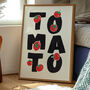 Maximal Tomato Print – Hand Drawn Fruit Illustration With Bold Typography Wall Art, thumbnail 6 of 7