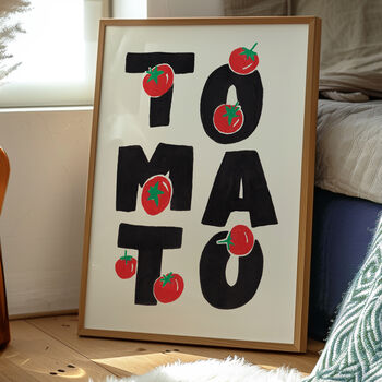 Maximal Tomato Print – Hand Drawn Fruit Illustration With Bold Typography Wall Art, 6 of 7