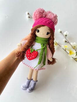 Organic Hand Knitted Doll With Cute Dress For Girls, 2 of 12