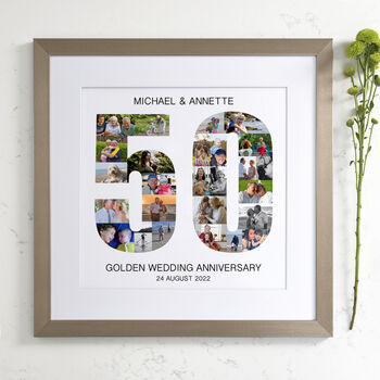 Personalised Golden Wedding Anniversary Photo Collage, 5 of 9