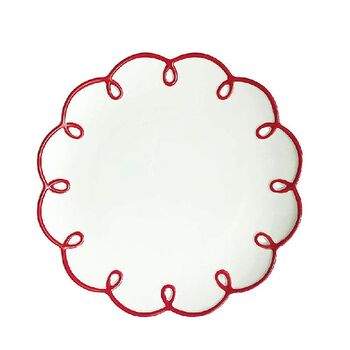 Rosy Red Scalloped Tea Plates Set Of Four, 2 of 3