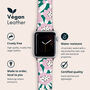 Pink And Green Flowers Vegan Leather Apple Watch Band, thumbnail 2 of 6