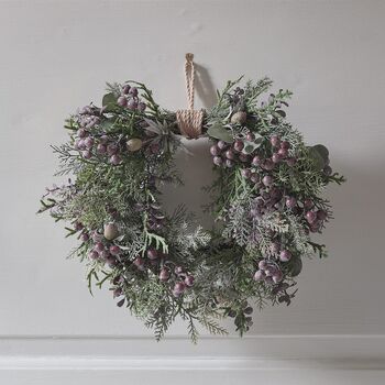 Pre Lit Purple Berry Heart Wreath, 2 of 6