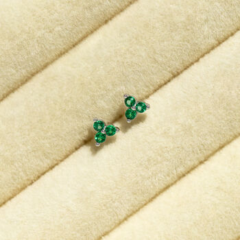 Sterling Silver Triple Birthstone Stud Earrings, 6 of 10