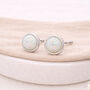 Sterling Silver White Opal Stud Earrings – 6mm, thumbnail 8 of 11