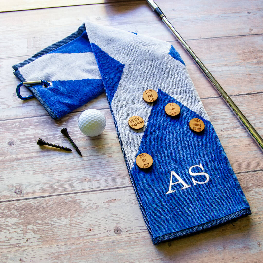 Personalised Saltire Scottish Golf Towel And Marker Set, 1 of 11