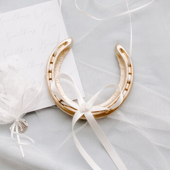 Personalised Mother Of Pearl Lucky Wedding Horseshoe, 4 of 12