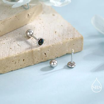 3mm Black Opal Screw Back Earrings In Sterling Silver, 4 of 11